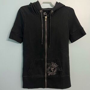 Express Women’s Small Black Short Sleeve Hooded Zip Jacket